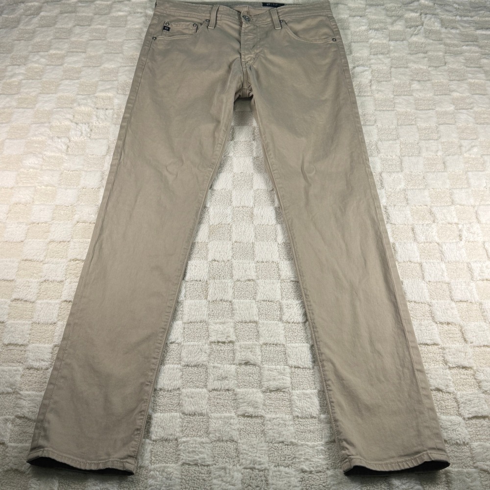 AG Adriano Goldschmied Tellis Modern Slim Pants Tan Khaki Italian Fabric 33x33